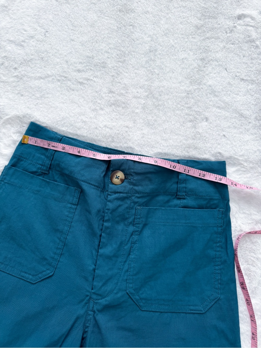 Anthropologie Maeve Colette Wide Leg Pants Trousers Dark Turquoise Cotton Linen - Picture 12 of 14